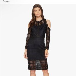 Adelyn Rae Black /Blue Cold-Shoulder Lace Long Sleeve Dress